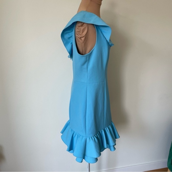Milly Sky Blue Ruffle Trim Poly Blend Savannah Dress Size 10 - Picture 4 of 8